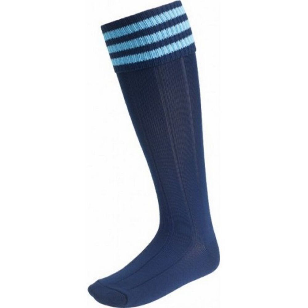 Euro Childrens/Kids Stripe Detail Football Socks / Navy/Sky Blue